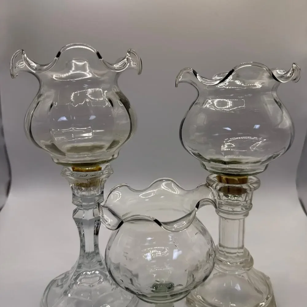 Vintage Ruffled Glass Votive Tulips Set of 3 (Candlestick not included)